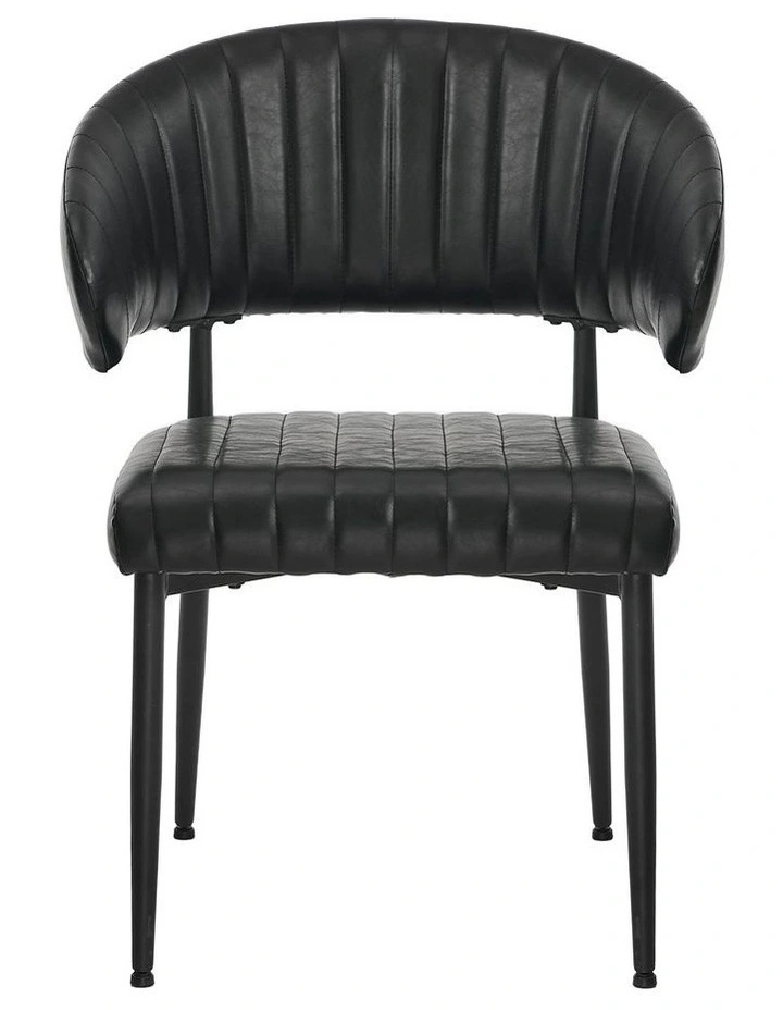 Oikiture 2x PU Leather Dining Chair Kitchen Padded Seat Black image 2