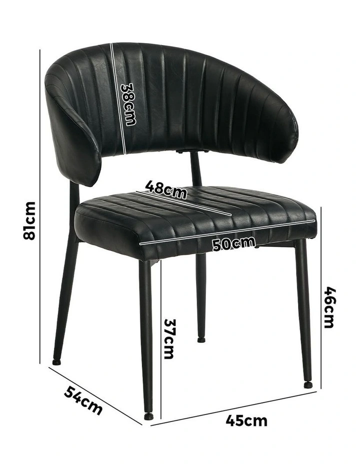 Oikiture 2x PU Leather Dining Chair Kitchen Padded Seat Black image 3