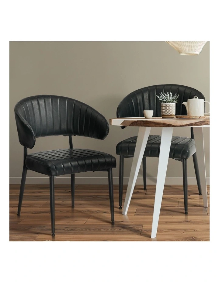 Oikiture 2x PU Leather Dining Chair Kitchen Padded Seat Black image 5