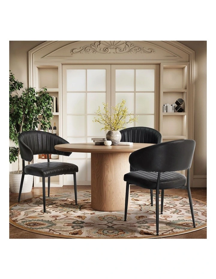 Oikiture 2x PU Leather Dining Chair Kitchen Padded Seat Black image 7
