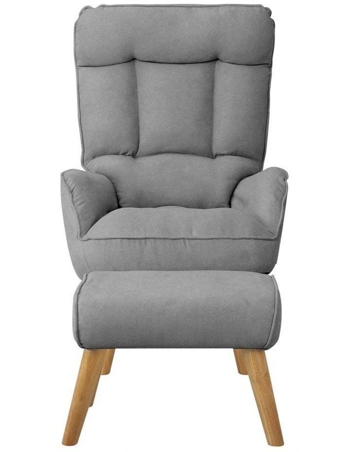Oikiture Swivel Recliner Armchair Lounge Ottoman Accent Chair With Stool Grey image 2