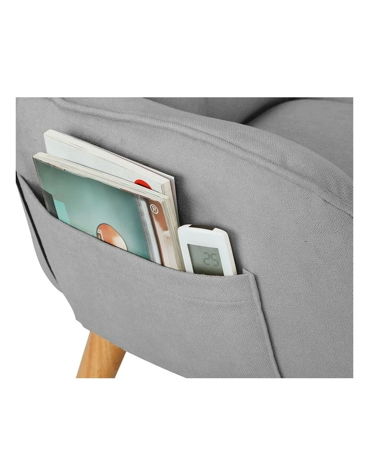 Oikiture Swivel Recliner Armchair Lounge Ottoman Accent Chair With Stool Grey image 7