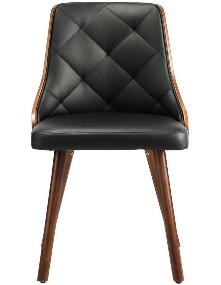 Oikiture Dining Chairs Wooden Chair Kitchen Cafe Faux Leather Padded Seat x2 image 2