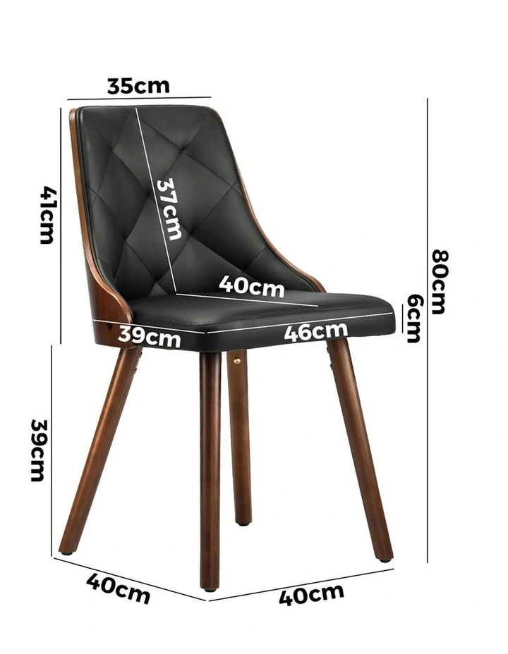 Oikiture Dining Chairs Wooden Chair Kitchen Cafe Faux Leather Padded Seat x2 image 3