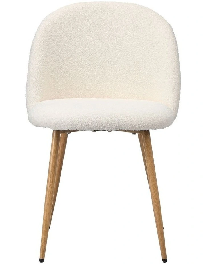 Oikiture 2x Dining Chairs Accent Chair Armchair Upholstered Sherpa Wooden White image 2