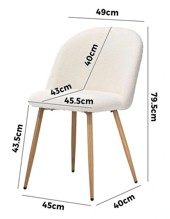 Oikiture 2x Dining Chairs Accent Chair Armchair Upholstered Sherpa Wooden White image 3