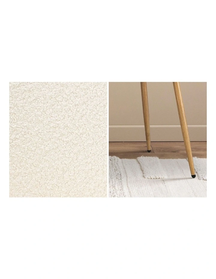 Oikiture 2x Dining Chairs Accent Chair Armchair Upholstered Sherpa Wooden White image 7