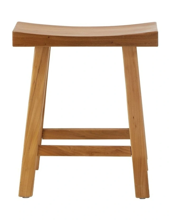 Oikiture Wooden Stool Elm Wood Kitchen Dining Stool Caf Seat Natural Timber image 2