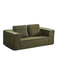 Oikiture 2-Seater Compressed Sofa in a Box Couch Deep Seat Sherpa Green Chair