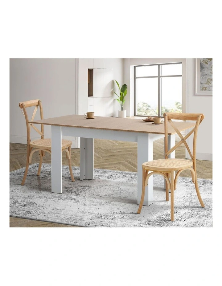 Oikiture 2PCS Crossback Dining Chair Solid Birch Timber Wood Ratan Seat Wooden image 7