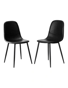 Oikiture 2x Dining Chairs Kitchen Accent Chair Lounge Room PU Leather Black