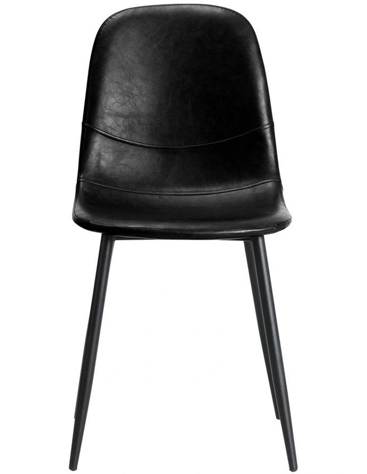 Oikiture 2x Dining Chairs Kitchen Accent Chair Lounge Room PU Leather Black image 2