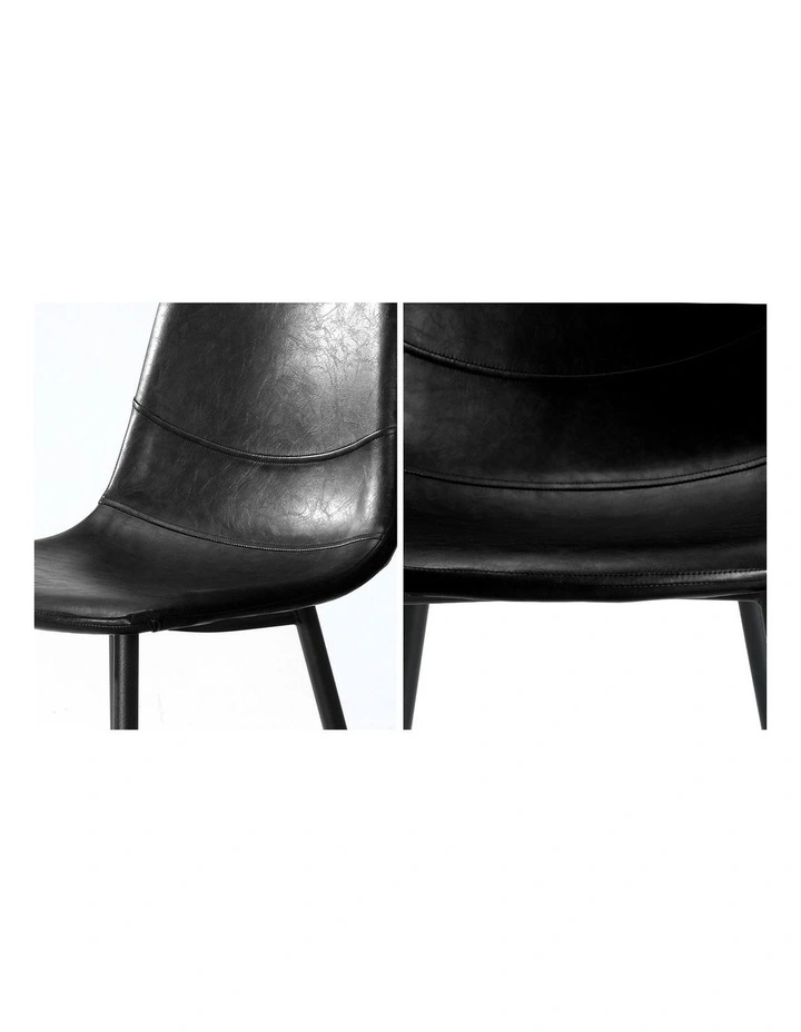 Oikiture 2x Dining Chairs Kitchen Accent Chair Lounge Room PU Leather Black image 6