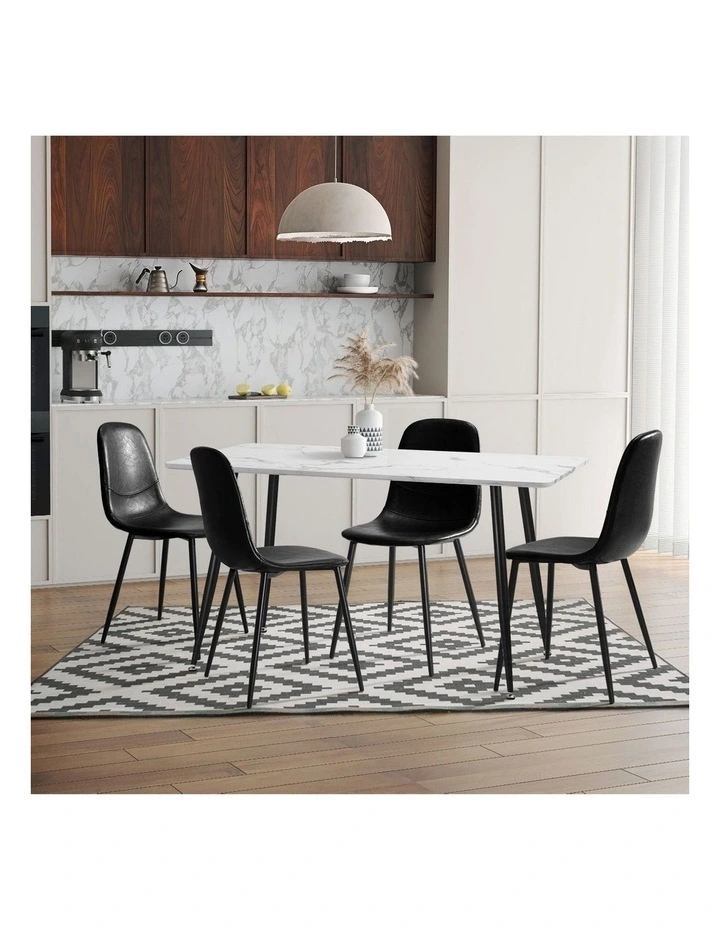 Oikiture 2x Dining Chairs Kitchen Accent Chair Lounge Room PU Leather Black image 7