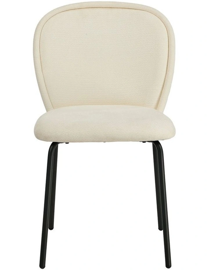 Oikiture 2x Dining Chairs Kitchen Accent Chairs Chenille Pad Metal Legs Beige image 2