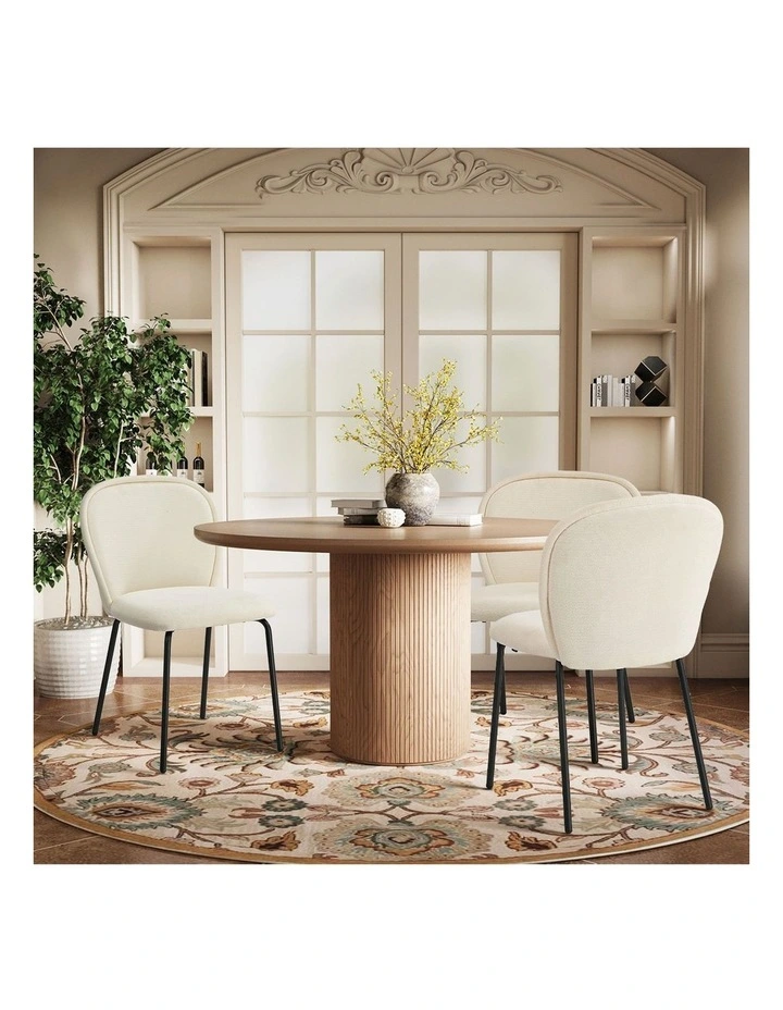 Oikiture 2x Dining Chairs Kitchen Accent Chairs Chenille Pad Metal Legs Beige image 7