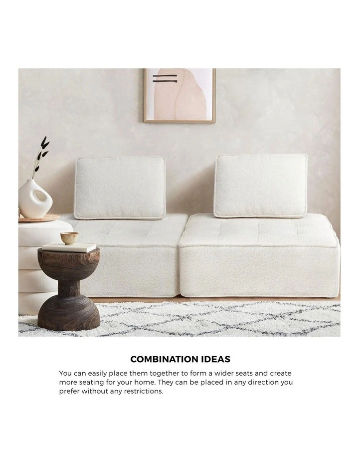 Oikiture 2PCS Modular Sofa Lounge Chair Armless TOFU Back Sherpa White image 5