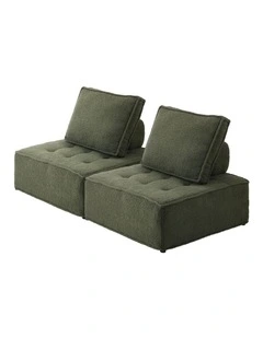 Oikiture 2PCS Modular Sofa Lounge Chair Armless TOFU Back Sherpa Green