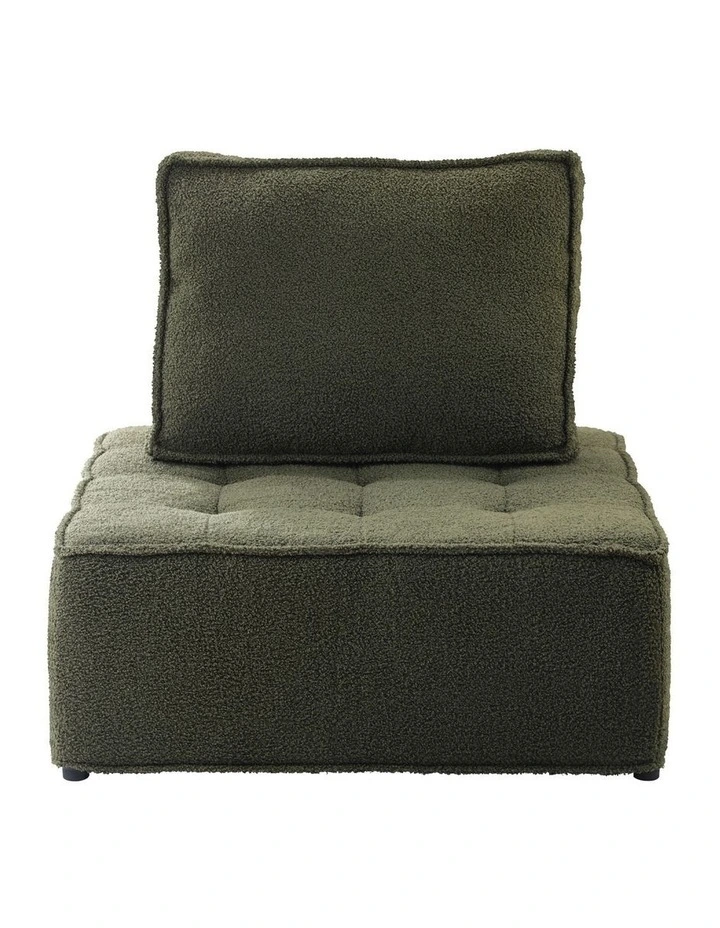 Oikiture 2PCS Modular Sofa Lounge Chair Armless TOFU Back Sherpa Green image 2