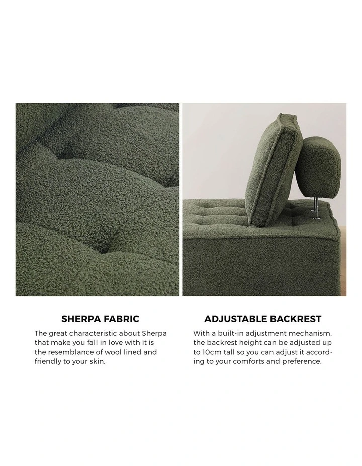 Oikiture 2PCS Modular Sofa Lounge Chair Armless TOFU Back Sherpa Green image 7