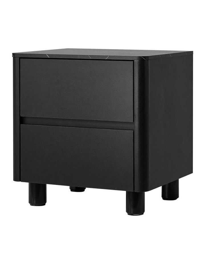 Oikiture Bedside Table 2 Drawers Storage Cabinet Nightstand Side Table Black image 1