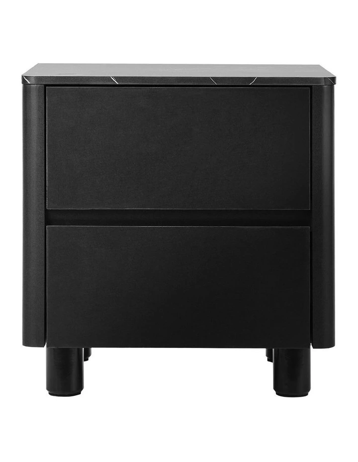 Oikiture Bedside Table 2 Drawers Storage Cabinet Nightstand Side Table Black image 2