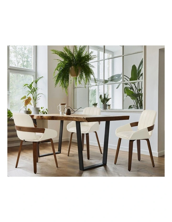 Oikiture 2x Dining Chairs PU Leather Kitchen Chairs Bentwood Armchair Beige image 5