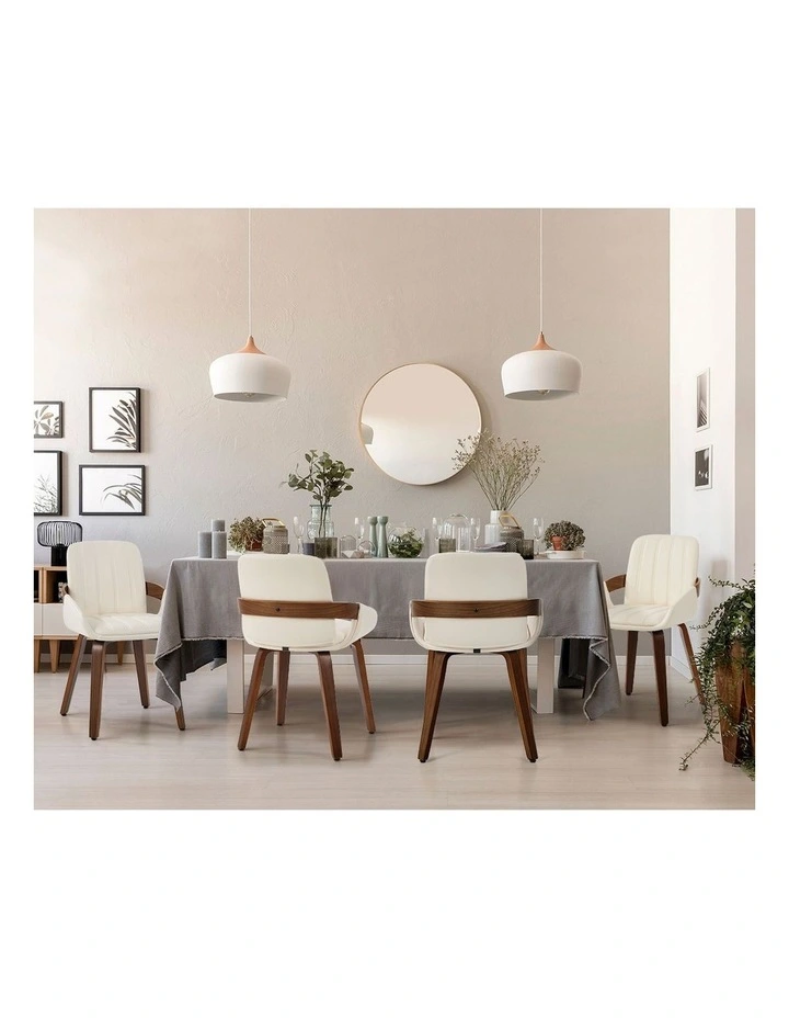 Oikiture 2x Dining Chairs PU Leather Kitchen Chairs Bentwood Armchair Beige image 7