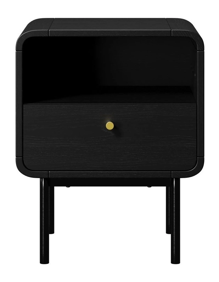 Oikiture Bedside Table Side Table Bedroom Storage Nightstand Metal Black image 2