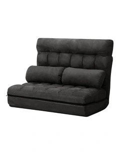 Oikiture Lounge Sofa Bed Floor Recliner 2 seater Chaise Chair Folding Charcoal