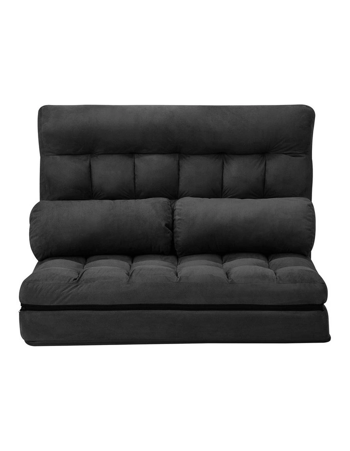 Oikiture Lounge Sofa Bed Floor Recliner 2 seater Chaise Chair Folding Charcoal image 2