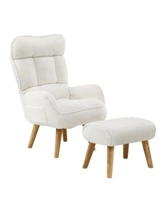 Oikiture Swivel Recliner Armchair Lounge Ottoman Accent Chair With Stool Sherpa