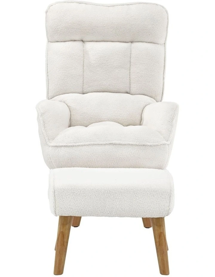 Oikiture Swivel Recliner Armchair Lounge Ottoman Accent Chair With Stool Sherpa image 2