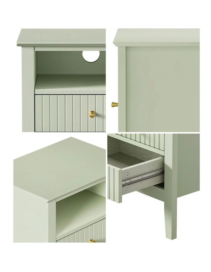 Oikiture Bedside Table Nightstand 2 Drawer with Shelf Storage Cabinet Green image 6