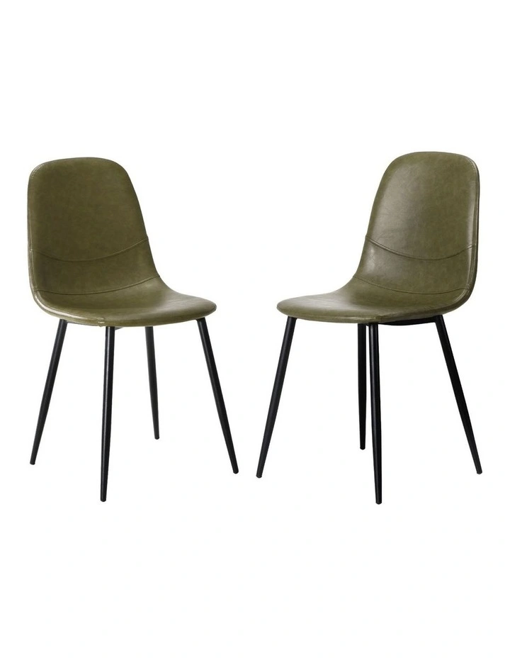 Oikiture 2x Dining Chairs Kitchen Accent Chair Lounge Room PU Leather Green image 1