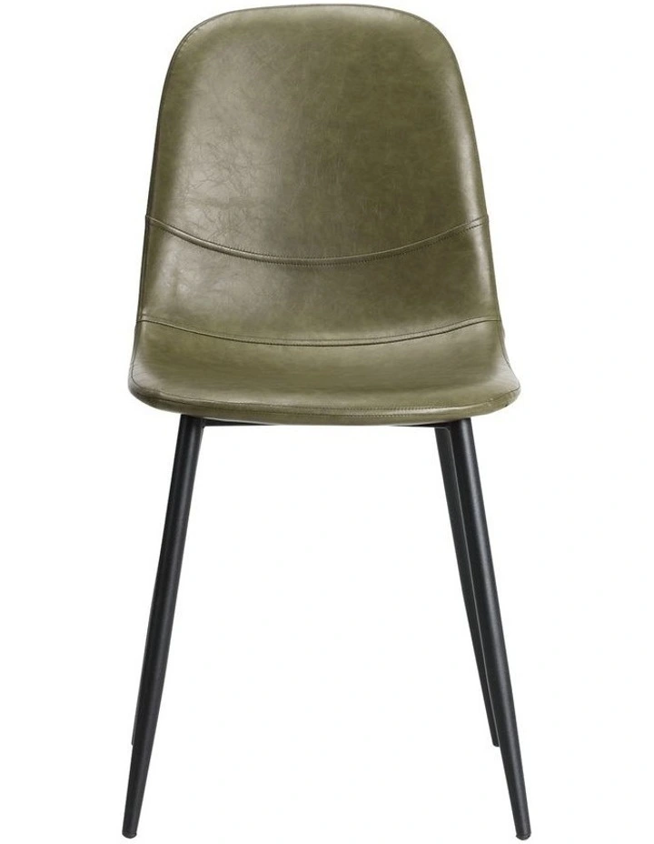 Oikiture 2x Dining Chairs Kitchen Accent Chair Lounge Room PU Leather Green image 2