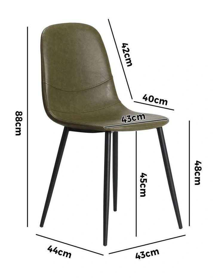 Oikiture 2x Dining Chairs Kitchen Accent Chair Lounge Room PU Leather Green image 3