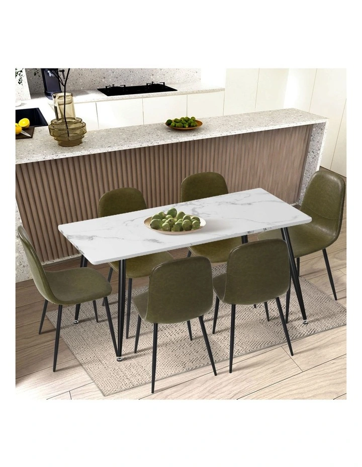 Oikiture 2x Dining Chairs Kitchen Accent Chair Lounge Room PU Leather Green image 5