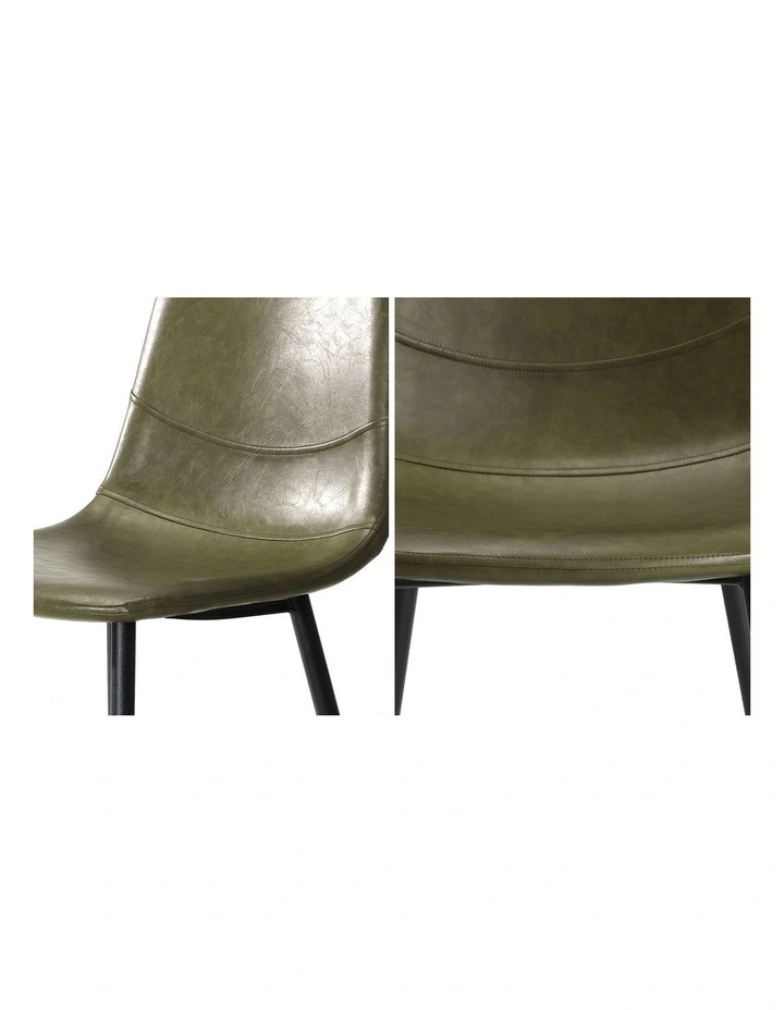 Oikiture 2x Dining Chairs Kitchen Accent Chair Lounge Room PU Leather Green image 6