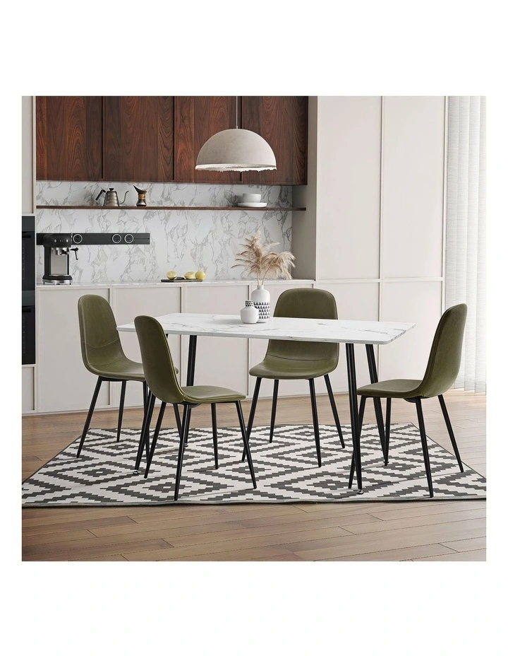 Oikiture 2x Dining Chairs Kitchen Accent Chair Lounge Room PU Leather Green image 7