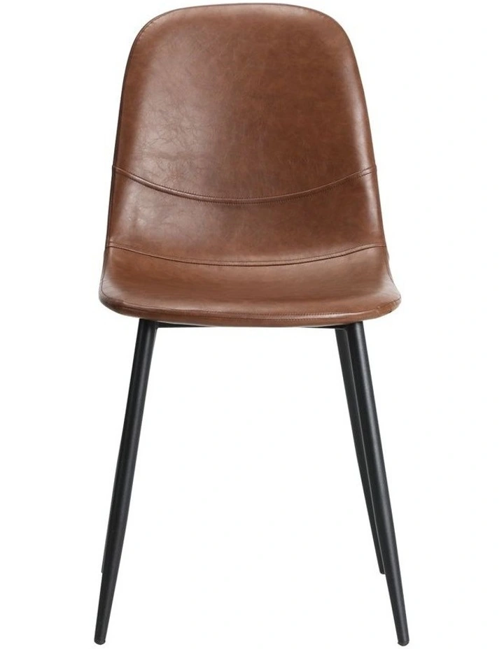 Oikiture 2x Dining Chairs Kitchen Accent Chair Lounge Room PU Leather Brown image 2