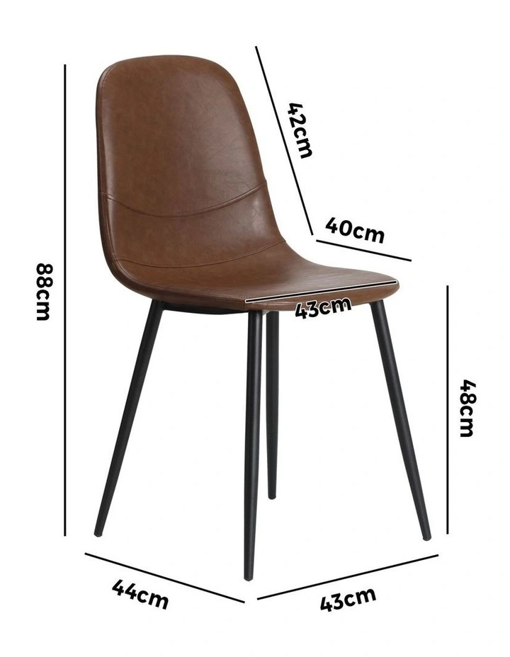 Oikiture 2x Dining Chairs Kitchen Accent Chair Lounge Room PU Leather Brown image 3
