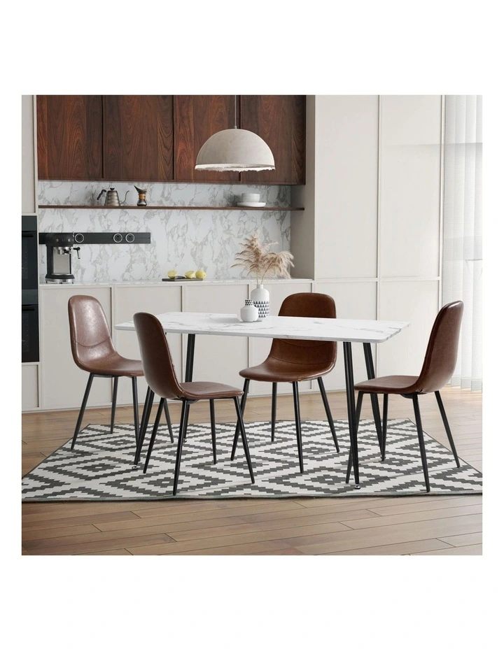 Oikiture 2x Dining Chairs Kitchen Accent Chair Lounge Room PU Leather Brown image 5