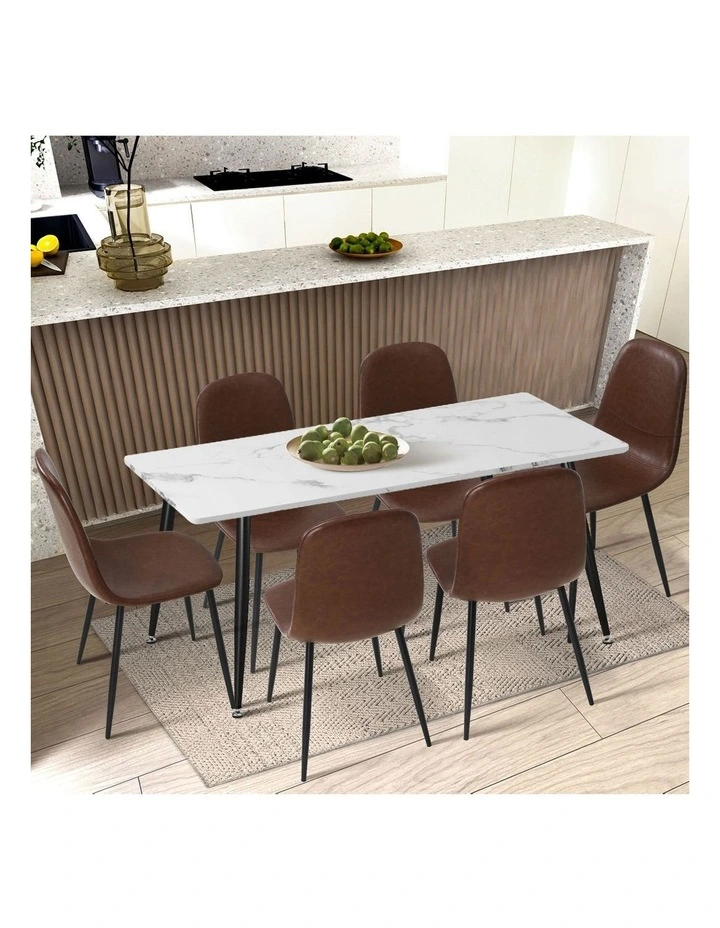 Oikiture 2x Dining Chairs Kitchen Accent Chair Lounge Room PU Leather Brown image 6