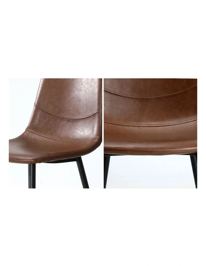 Oikiture 2x Dining Chairs Kitchen Accent Chair Lounge Room PU Leather Brown image 7