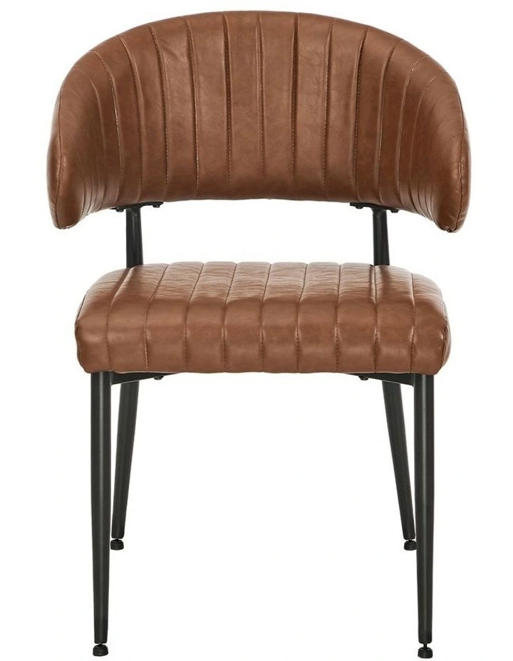 Oikiture 2x PU Leather Dining Chair Kitchen Padded Seat Brown image 2