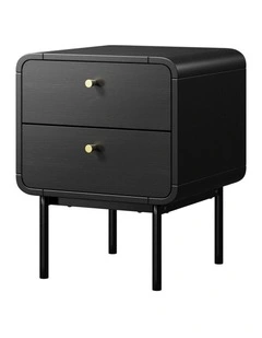 Oikiture Bedside Table 2 Drawers Side Table Bedroom Nightstand Metal Black