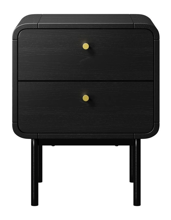 Oikiture Bedside Table 2 Drawers Side Table Bedroom Nightstand Metal Black image 2