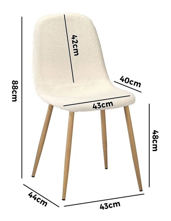Oikiture 2x Dining Chairs Kitchen Accent Chair Lounge Sherpa White and Wooden image 3