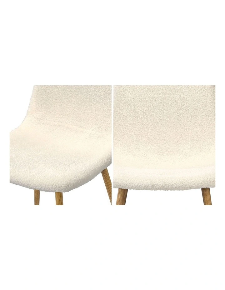 Oikiture 2x Dining Chairs Kitchen Accent Chair Lounge Sherpa White and Wooden image 6